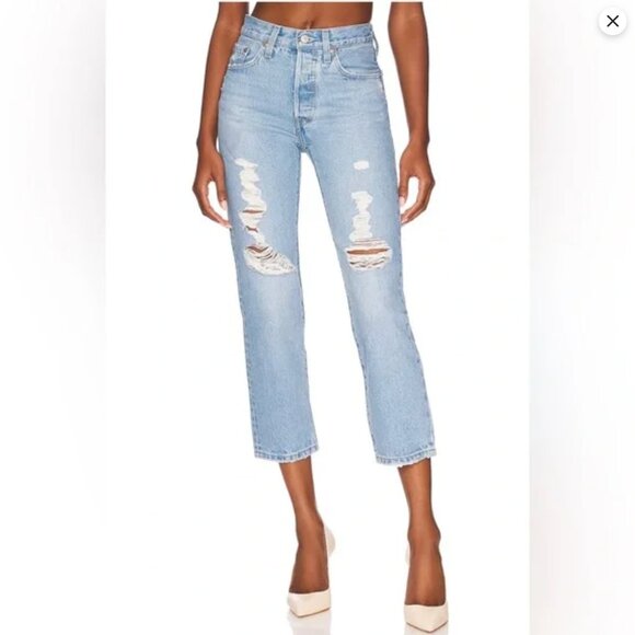 Levi’s 501 high rise ripped jeans - Picture 1 of 14